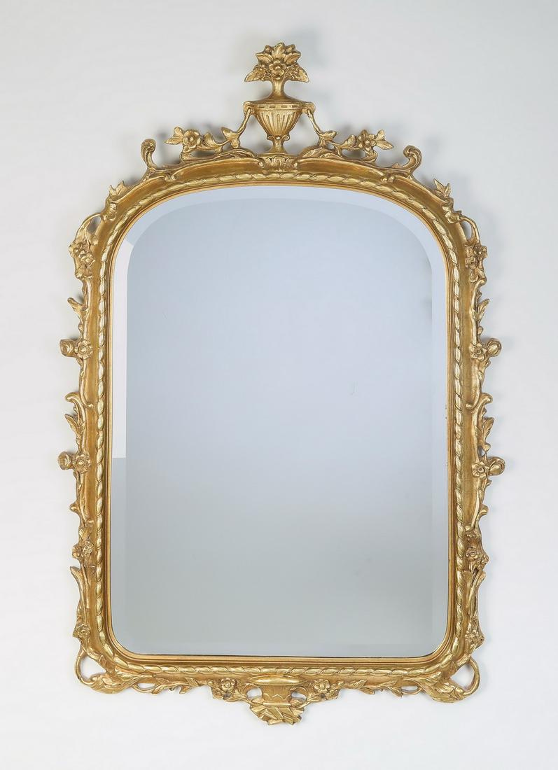 Louis XV style gilt-decorated mirror, 50"h (1 of 2)