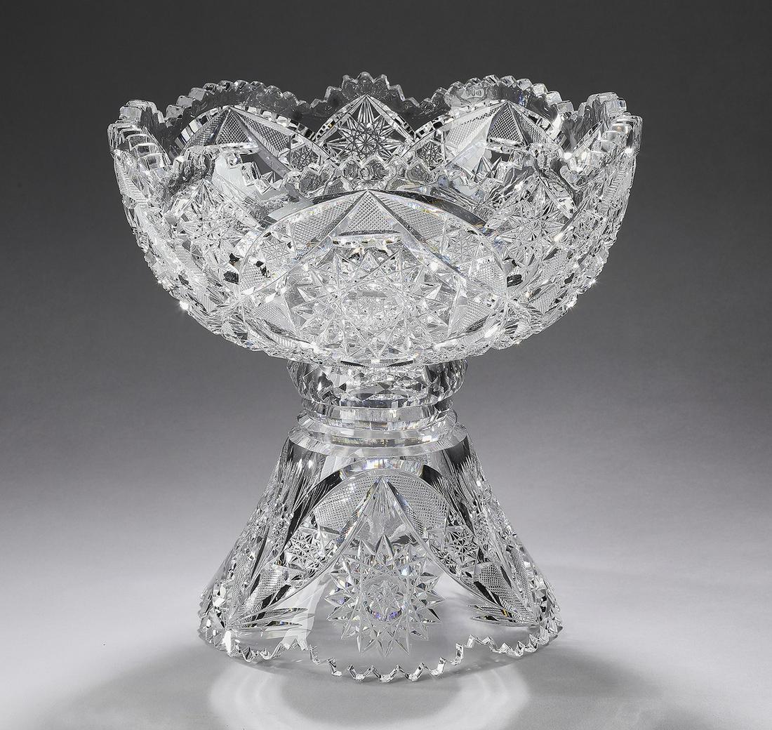Cut crystal punchbowl on stand, 10"h (1 of 3)