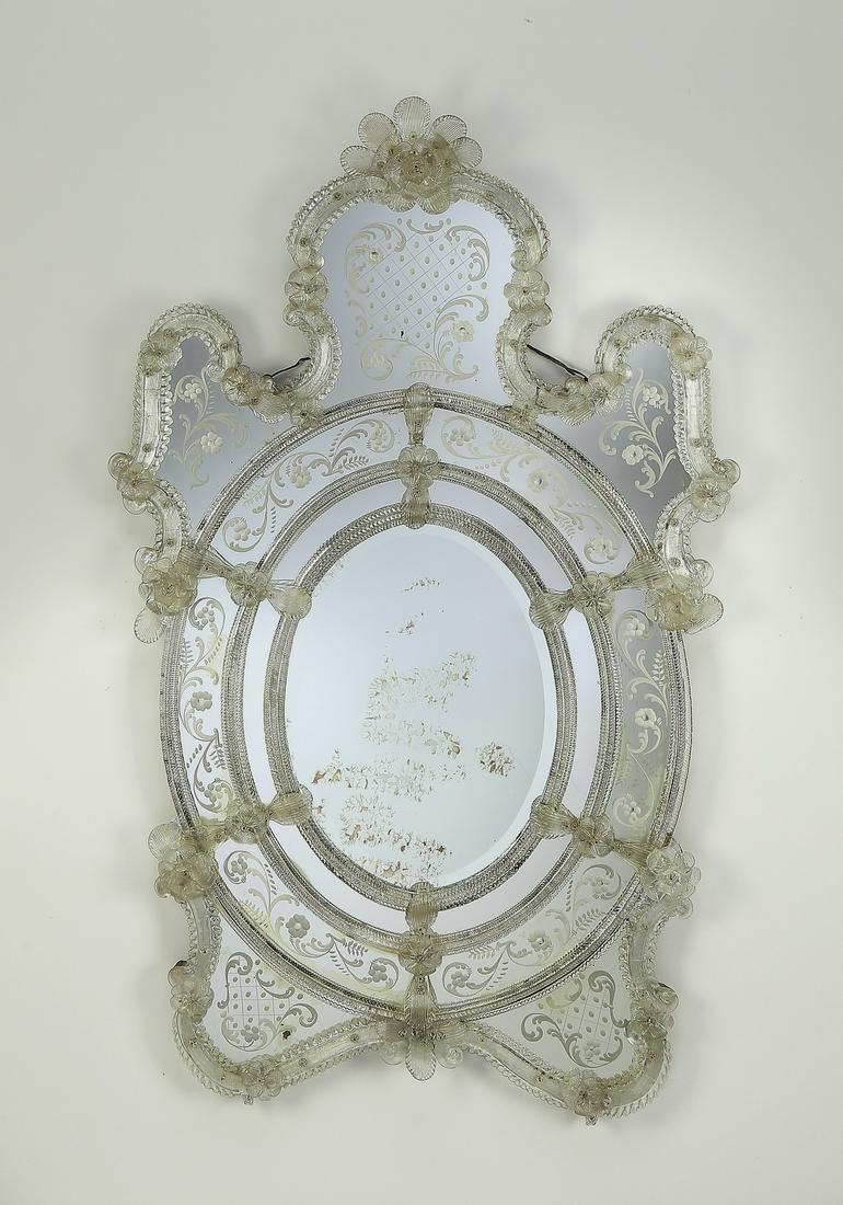 19th c. Venetian Murano mirror, 51"h (1 of 3)