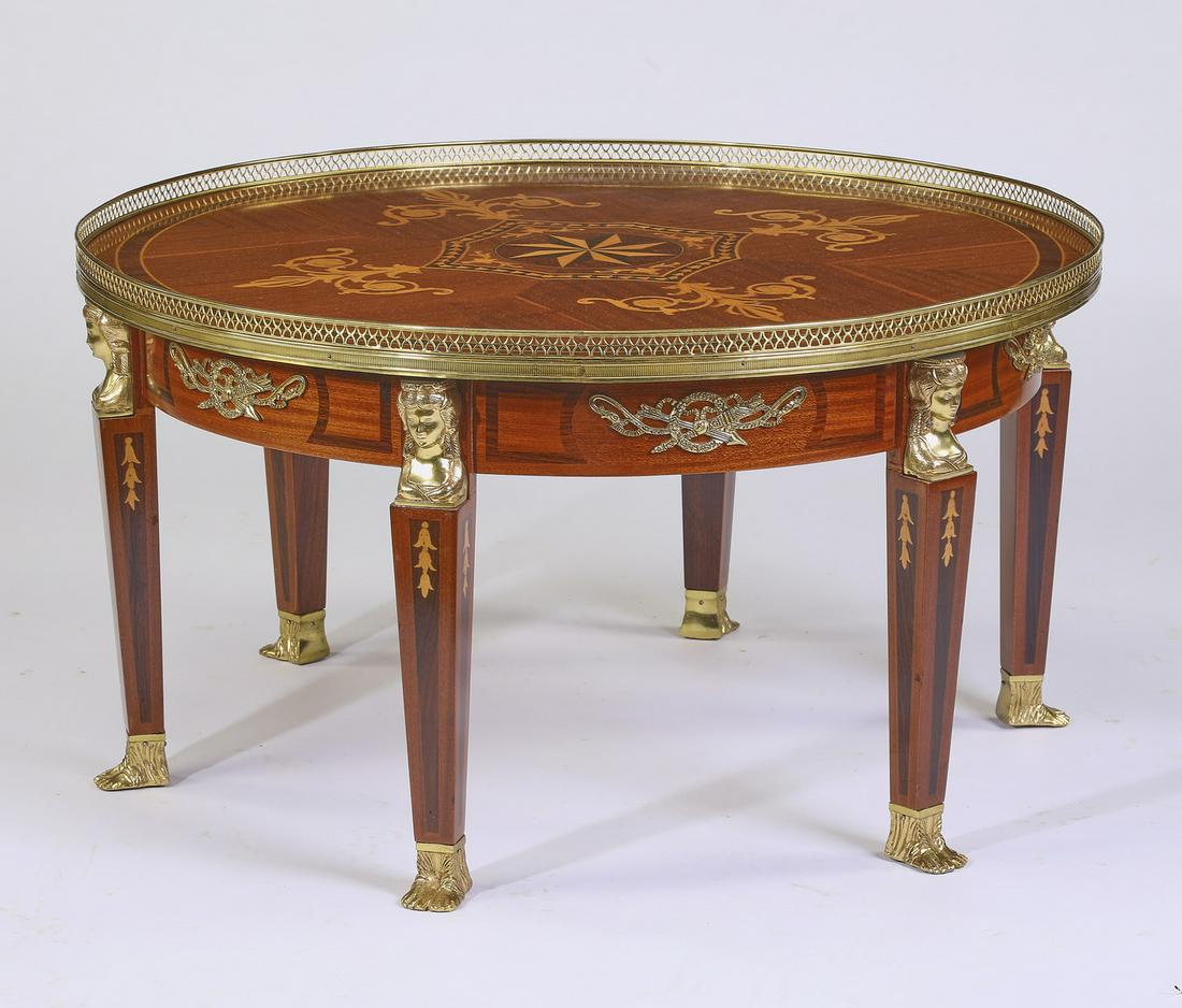 Marquetry inlaid coffee table with gilt mounts (1 of 3)