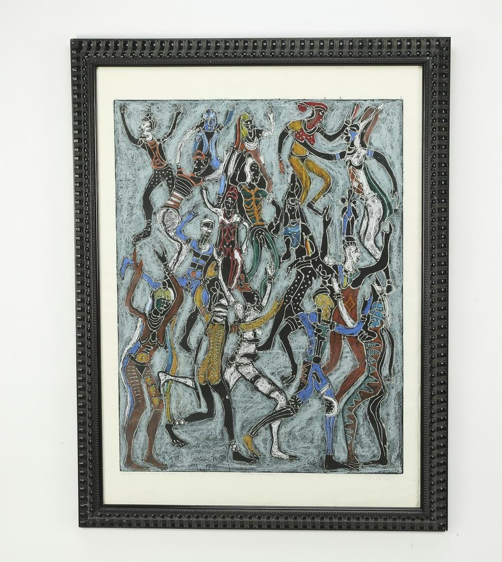 Signed Bruco Onobrakpeya (Nigerian) plastograph (1 of 7)