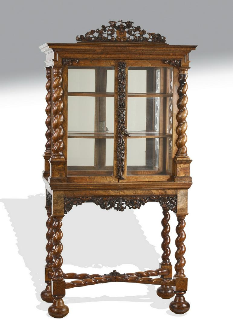 19th c. Continental Baroque style vitrine on stand (1 of 3)