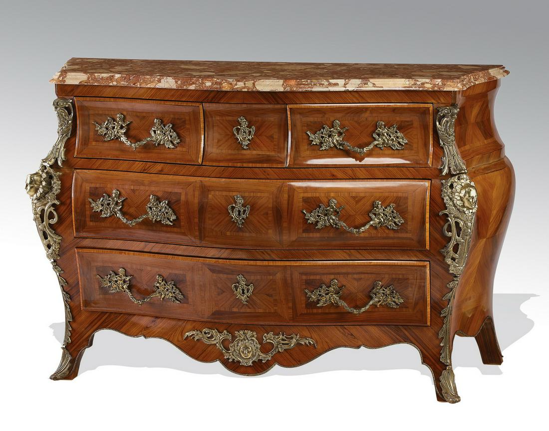 Italian bronze mounted marble top bombe commode (1 of 4)