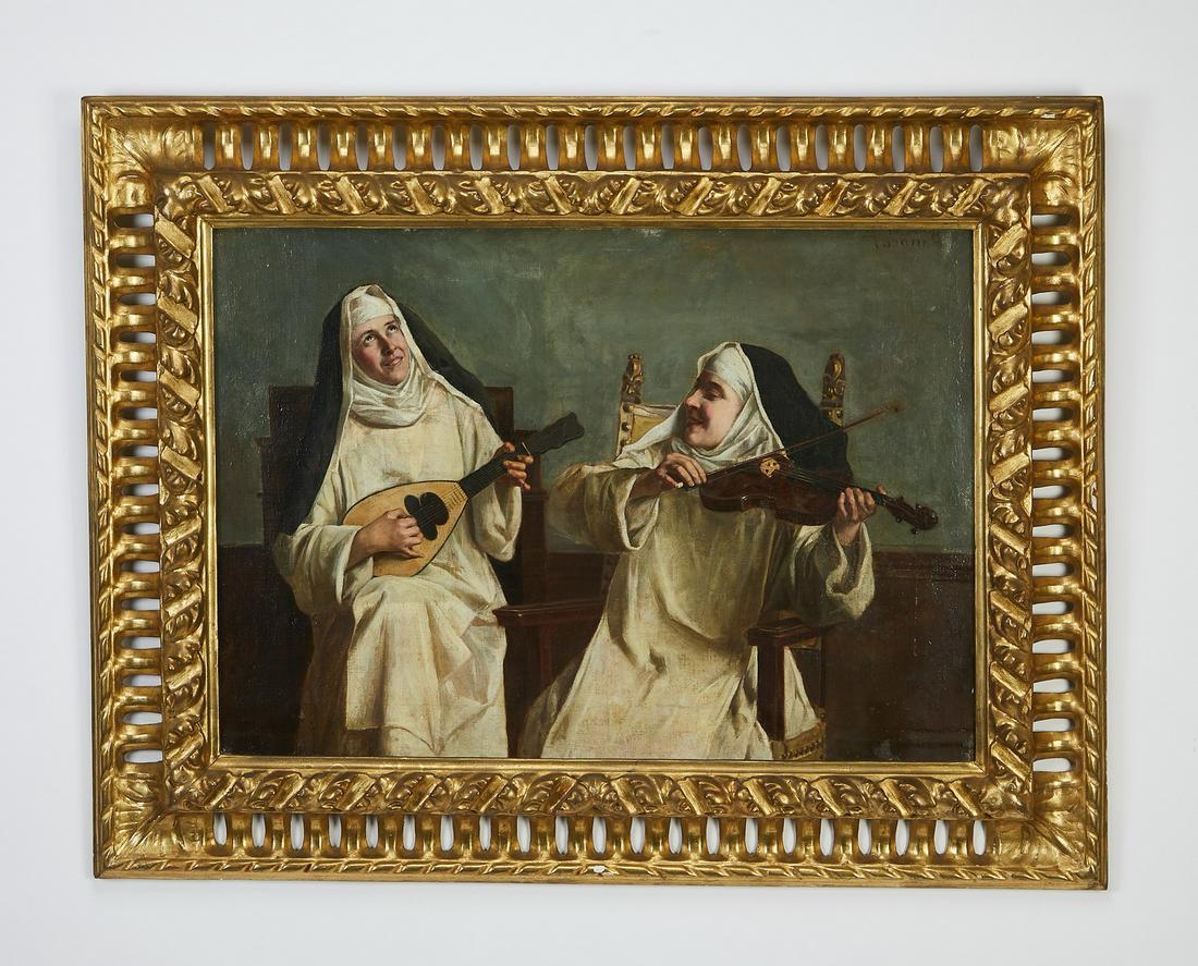 Alessandro Sani (Italian) signed O/c, two merry nuns (1 of 6)
