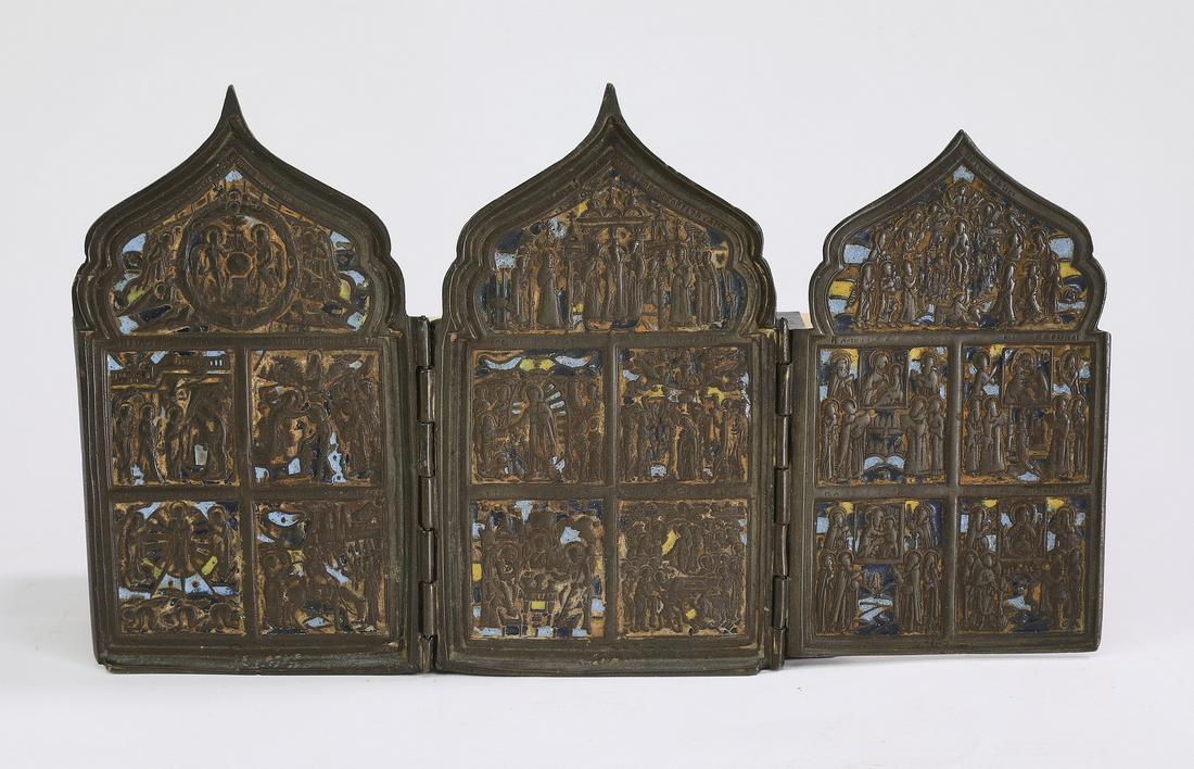 19th c. Russian Orthodox enameled traveling icon (1 of 2)