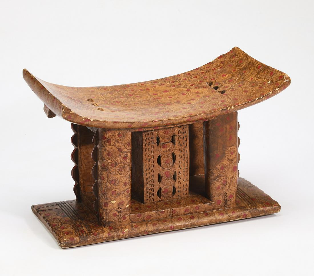 Painted, hand carved wooden Ashanti stool (1 of 6)