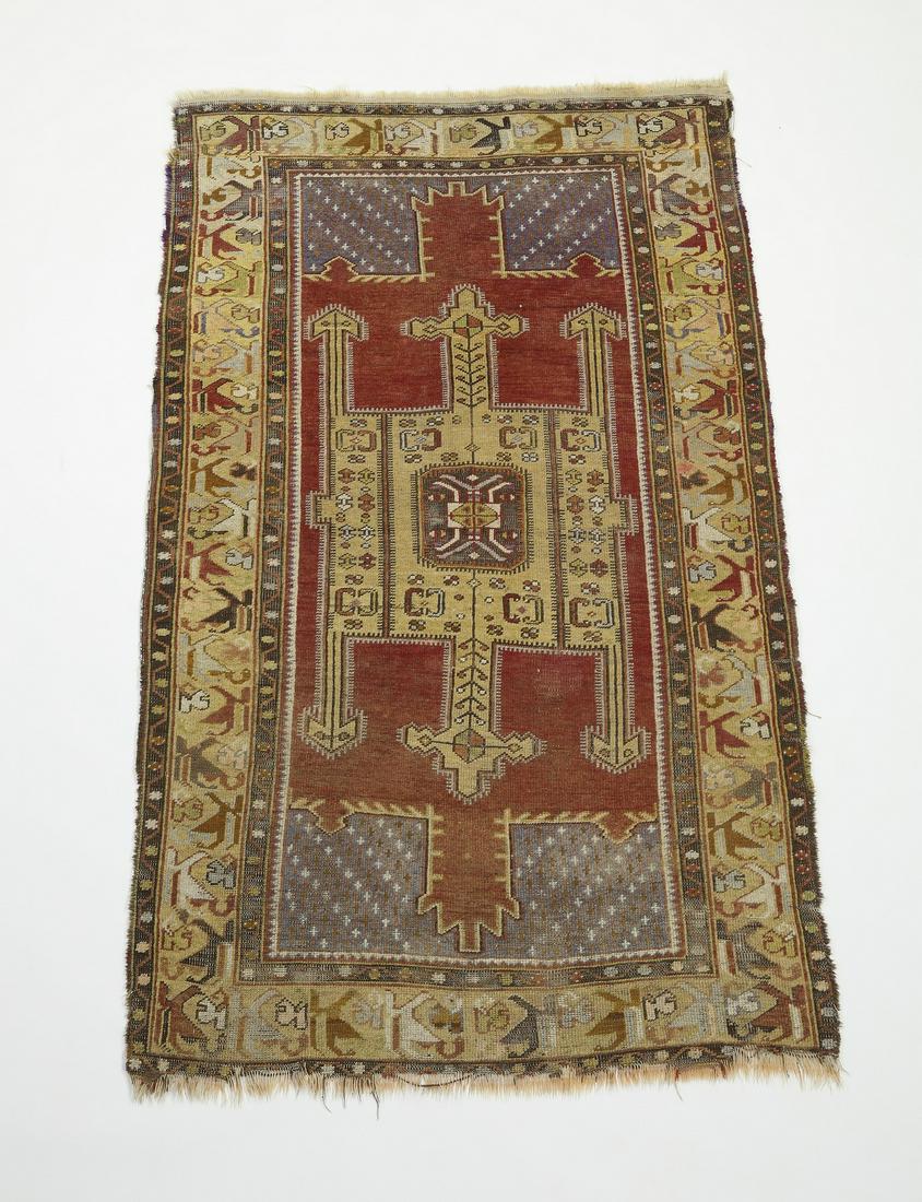 Hand knotted wool Turkish double mihrab prayer rug (1 of 4)