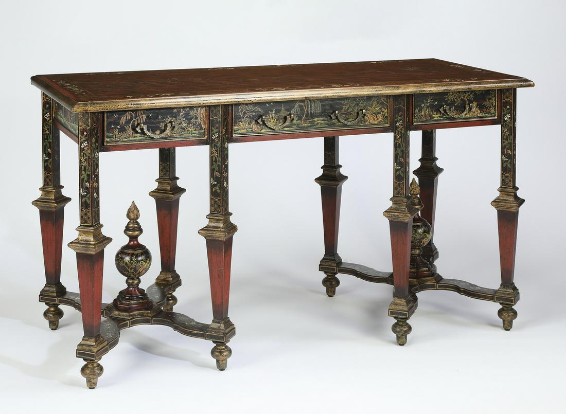 Chinoiserie style paint-decorated console table (1 of 5)