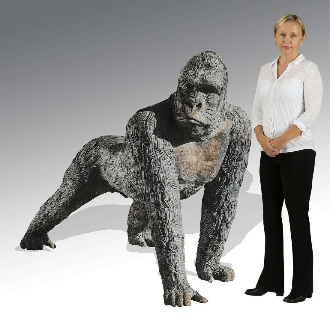Lifesize bronze sculpture of a gorilla (1 of 5)