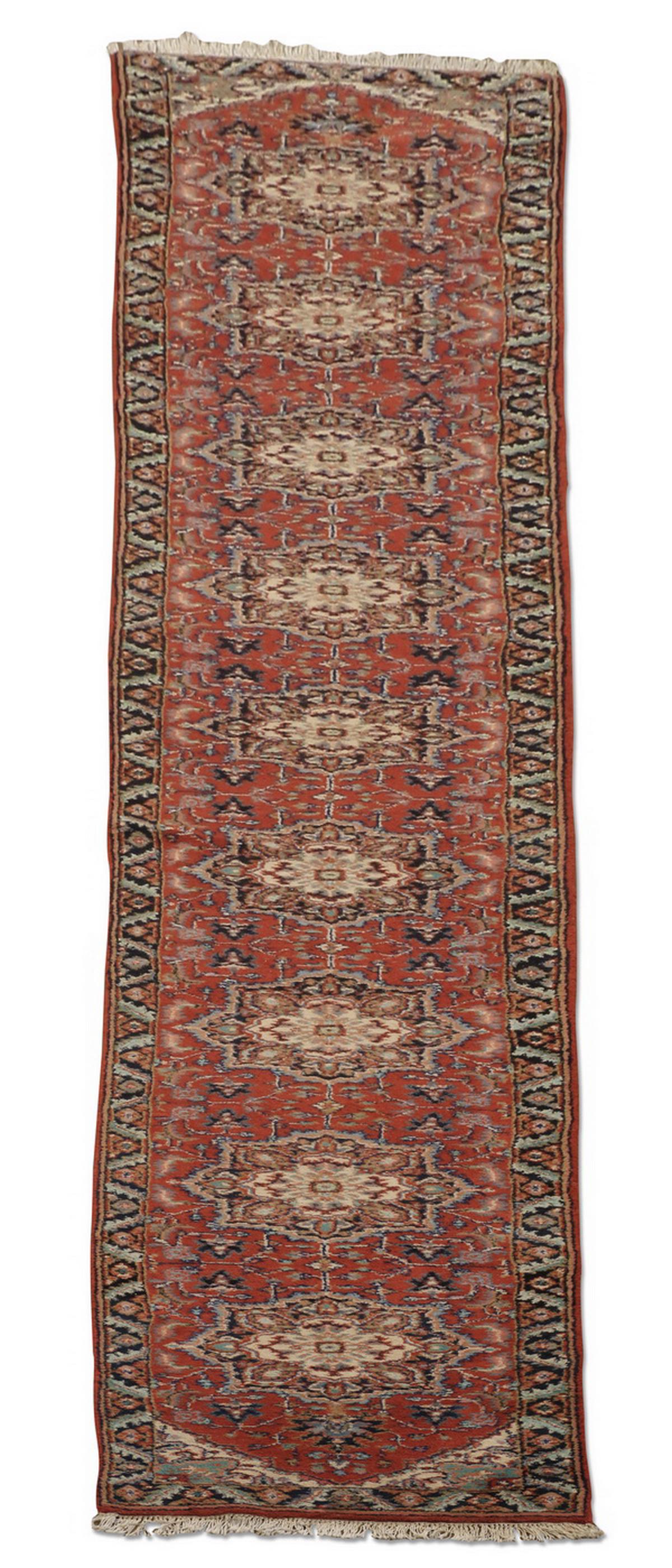 Hand knotted Sino-Heriz wool runner, 12' long (1 of 5)