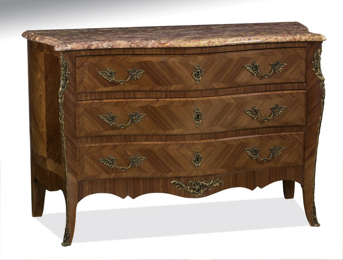 Early 20th c. French marble top serpentine commode (1 of 3)