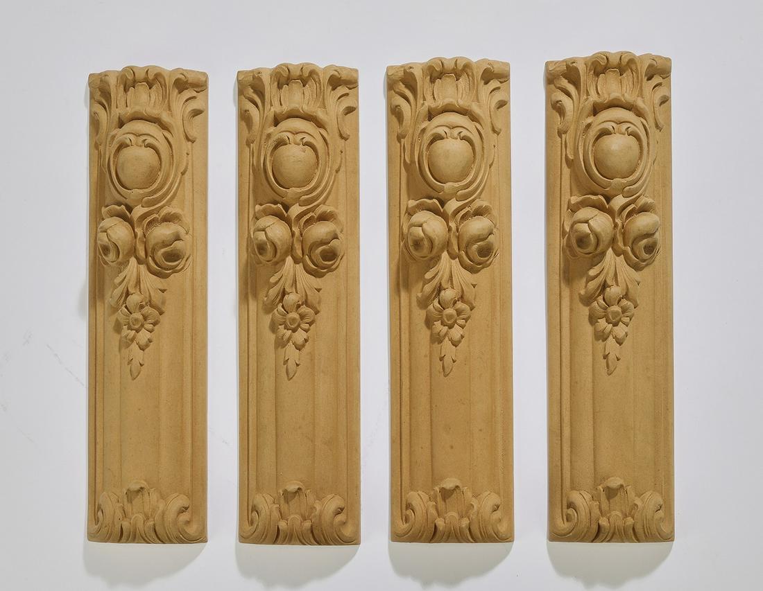 (4) Acanthus scrollwork architectural pilasters, 13"h (1 of 1)