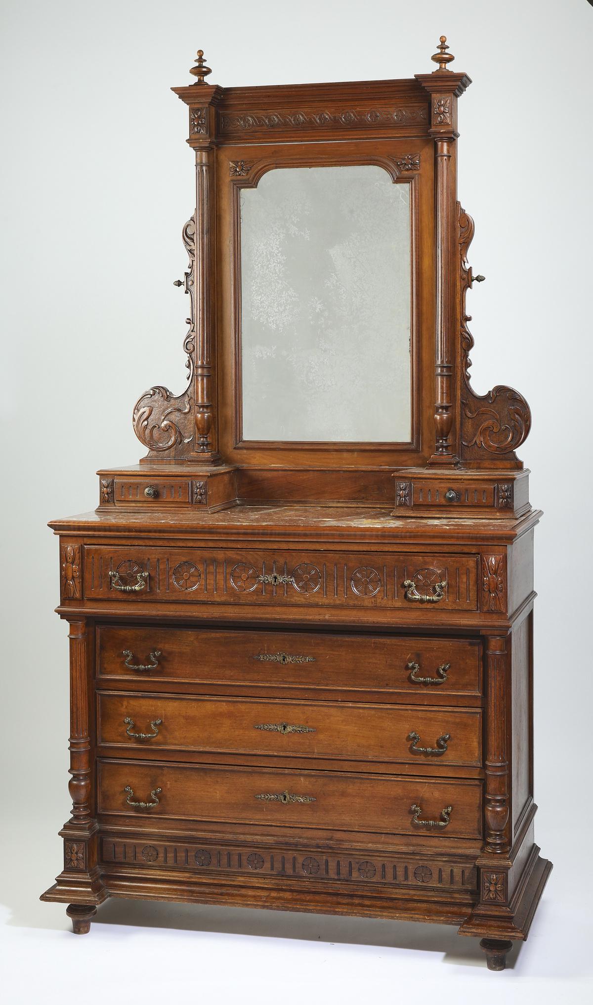Early 20th c. American marble top dresser with mirror (1 of 4)