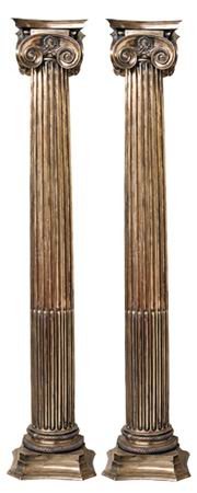 Pair of bronze columns, marked Tiffany Studios: Pair of turn of the century bronze fluted columns with Doric capitals, marked Tiffany Studios, New York, each 108"h x 18"w at the base.
