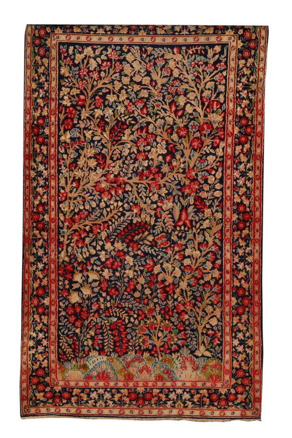 Semi-antique Persian Kerman rug: Semi-antique Persian Kerman rug, 80" x 46".