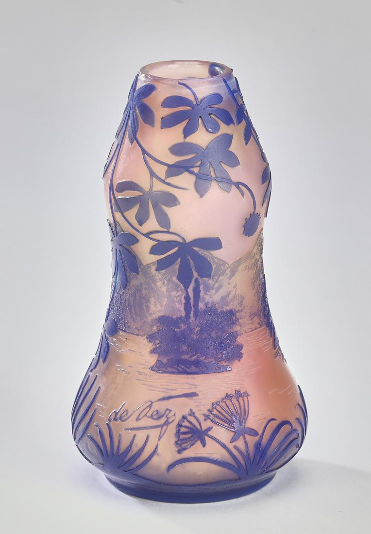 De Vez three color cameo glass bud vase (1 of 3)