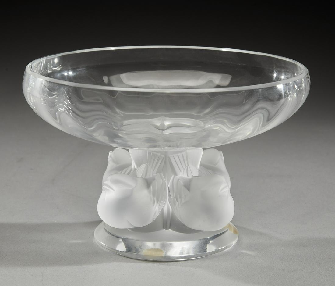 Lalique frosted crystal 'Nogent' compote, marked (1 of 3)