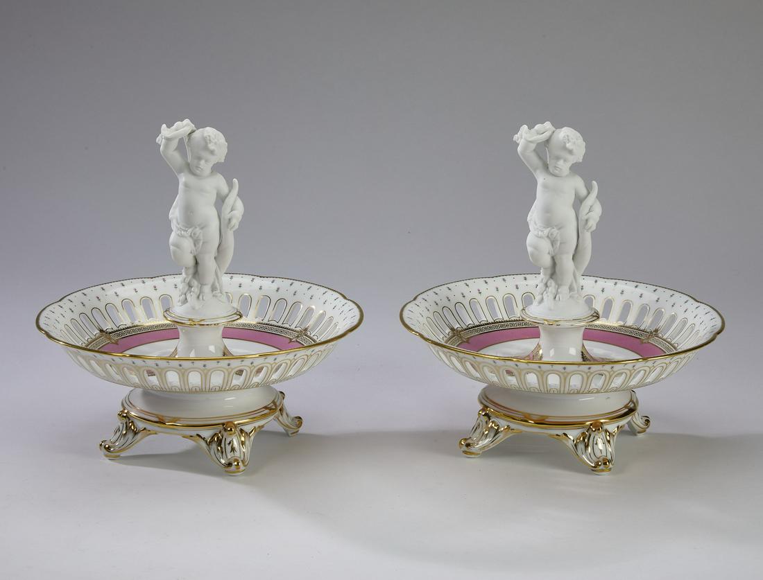 (2) Porcelain figural putto centerpieces, circa 1900 (1 of 4)