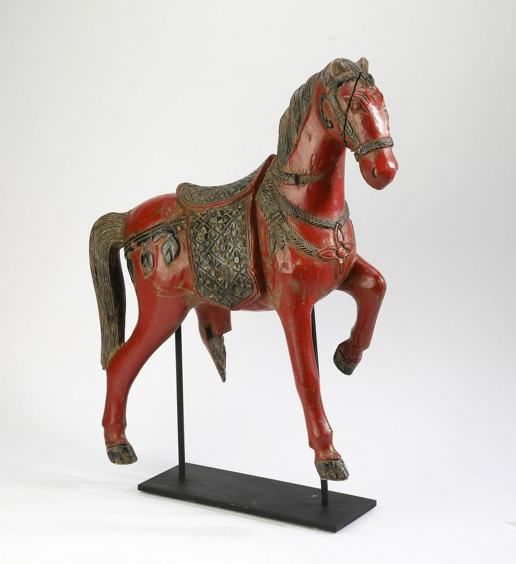 Caved wooden figure of a horse with stand, 25"h (1 of 7)