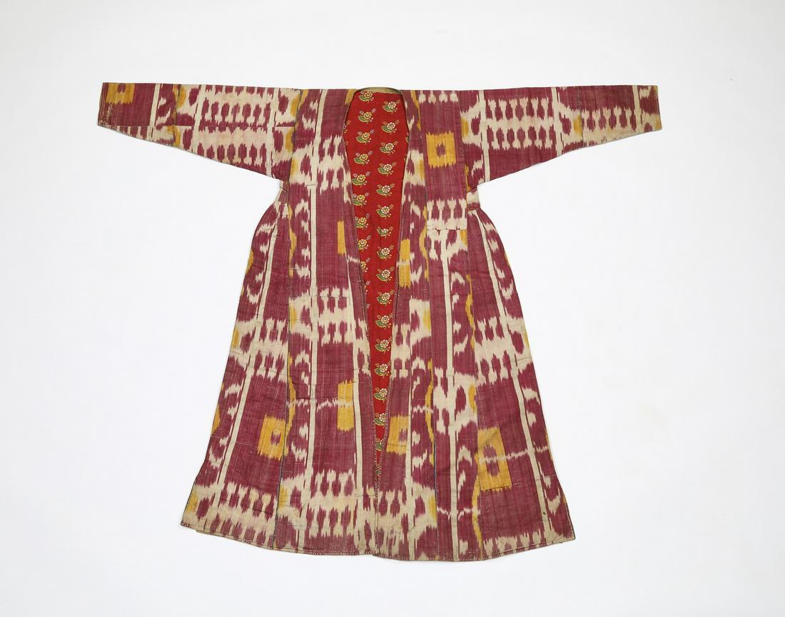 19th c. Bukhara hand loomed silk Ikat coat (1 of 4)