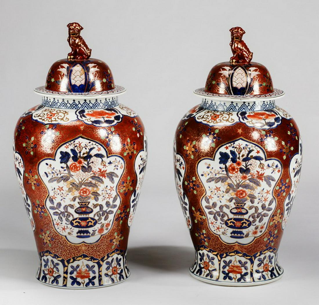 Monumental pair of Japanese Imari jars, 31"h (1 of 3)