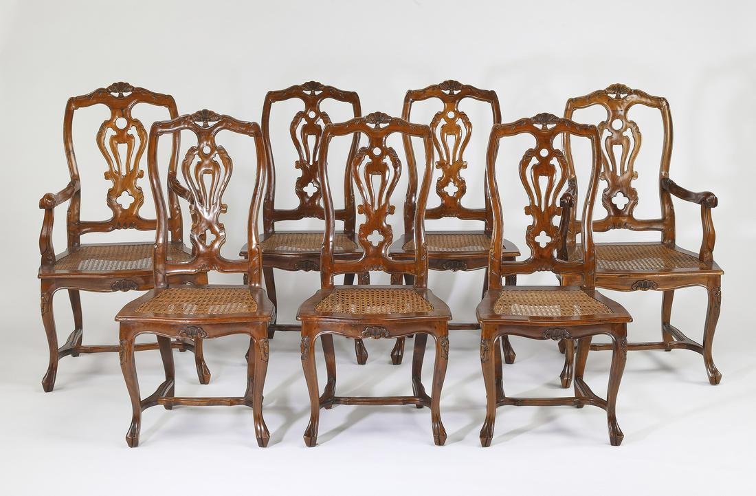 (7) French Provincial walnut dining chairs (1 of 5)