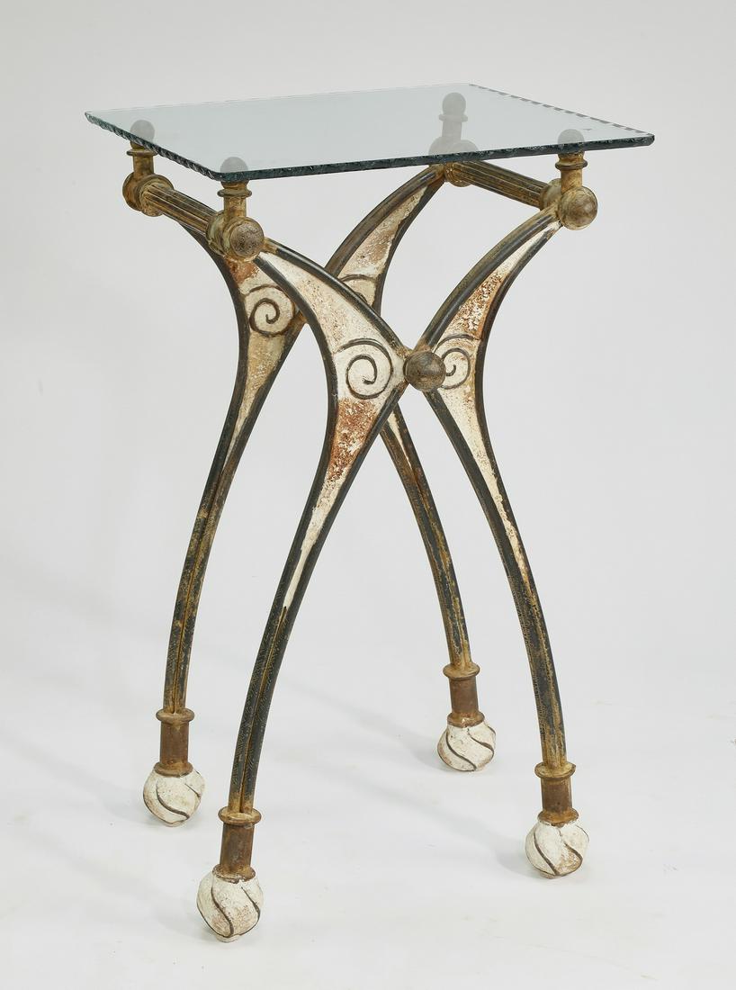 Contemporary glass and iron side table (1 of 3)
