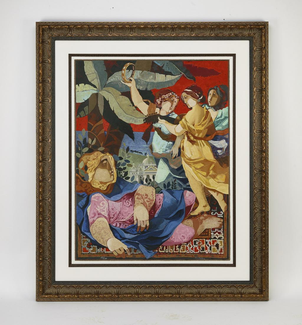 Signed, numbered Alvar Sunol Munoz-Ramos litho, 56"h (1 of 4)