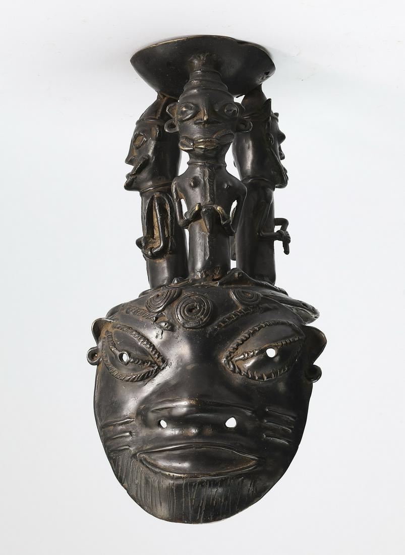 Bronze figural Gelede style spirit mask (1 of 4)