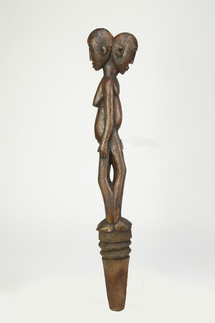 Carved wood janus male/female rhythm pounder, 32"h (1 of 9)