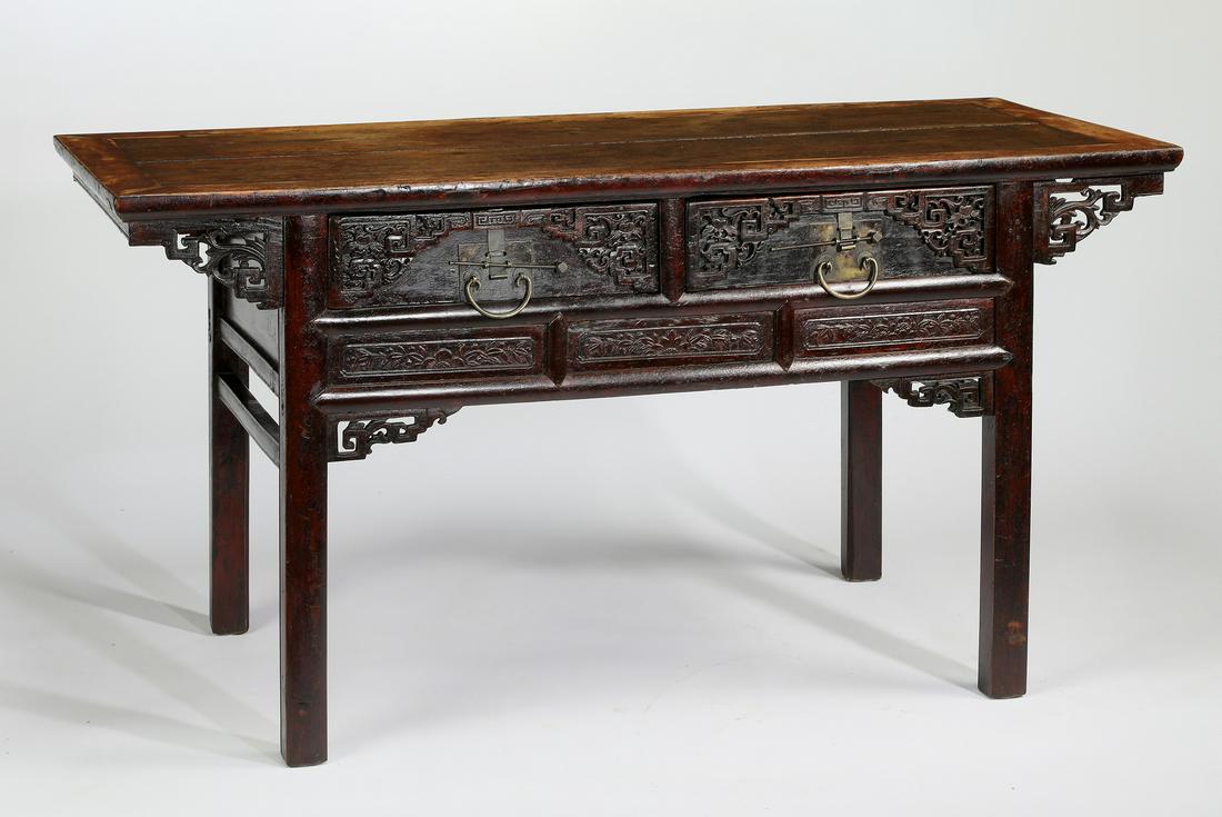 Chinese carved wood altar table (1 of 7)