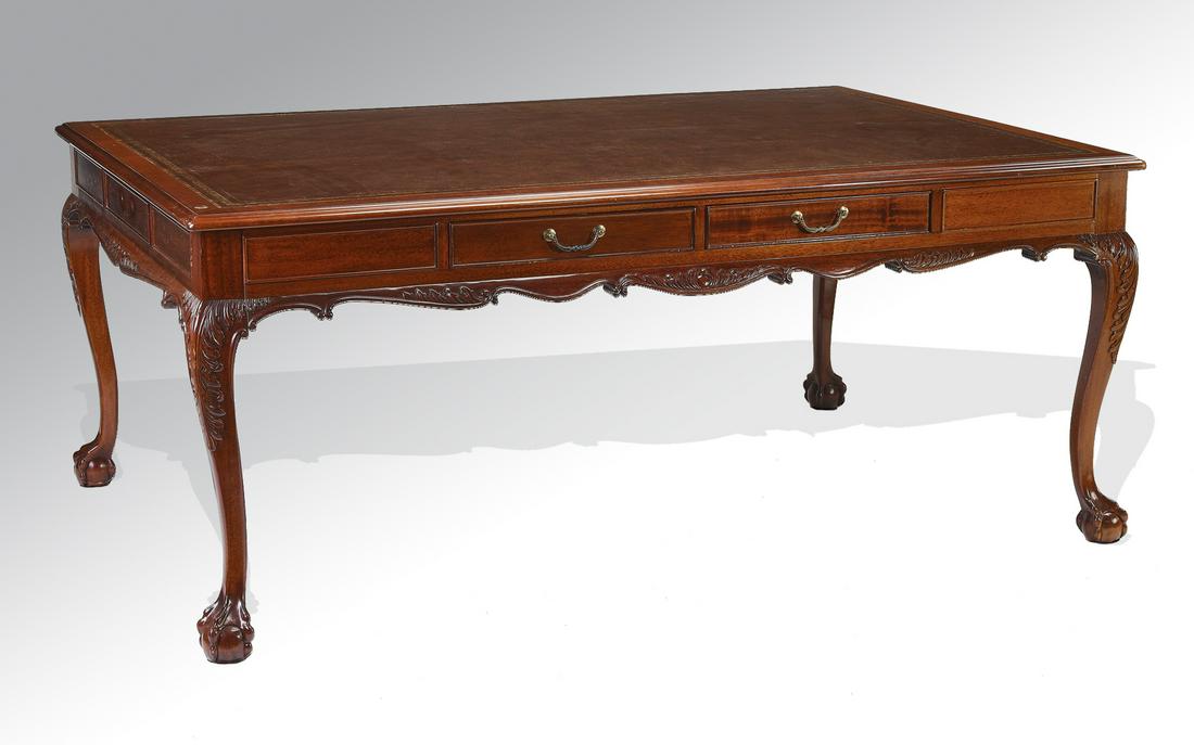 Georgian style mahogany leather top partners' desk (1 of 4)