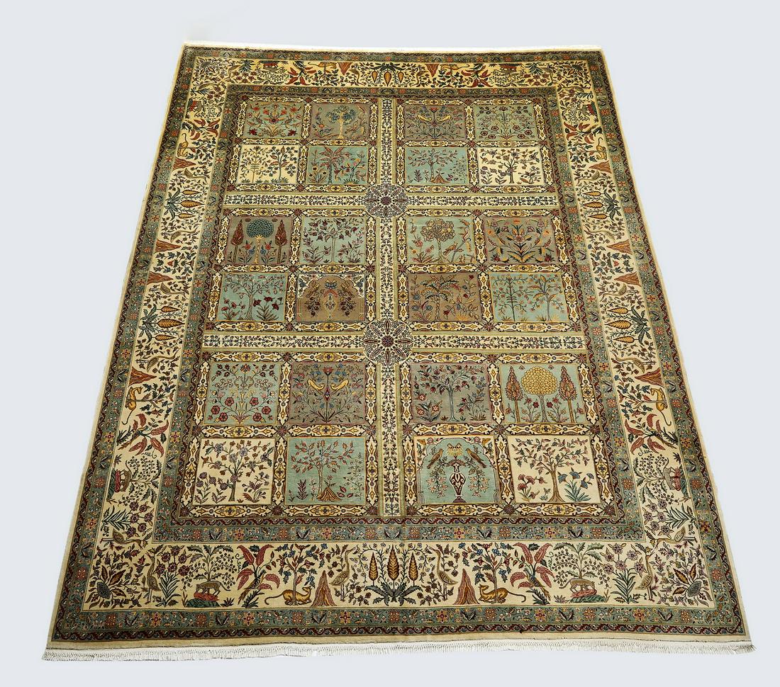 Hand knotted Indo-Persian panel garden carpet 16 x 12 (1 of 5)