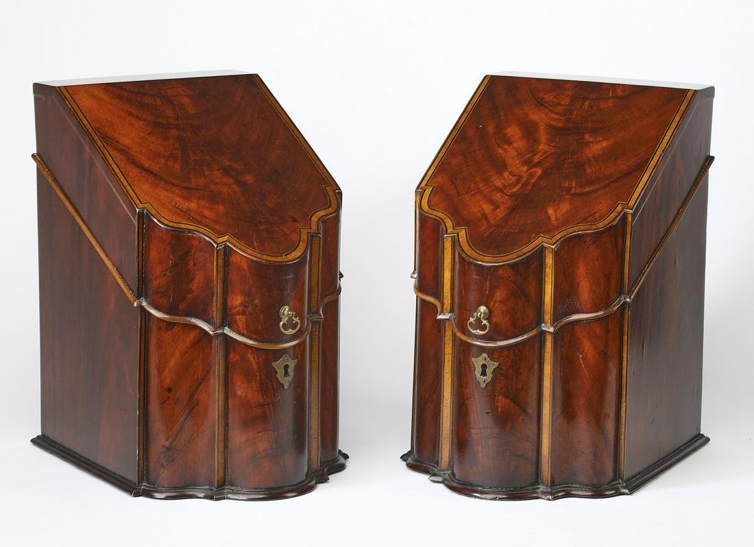 Pair of mahogany George III knife boxes (1 of 4)