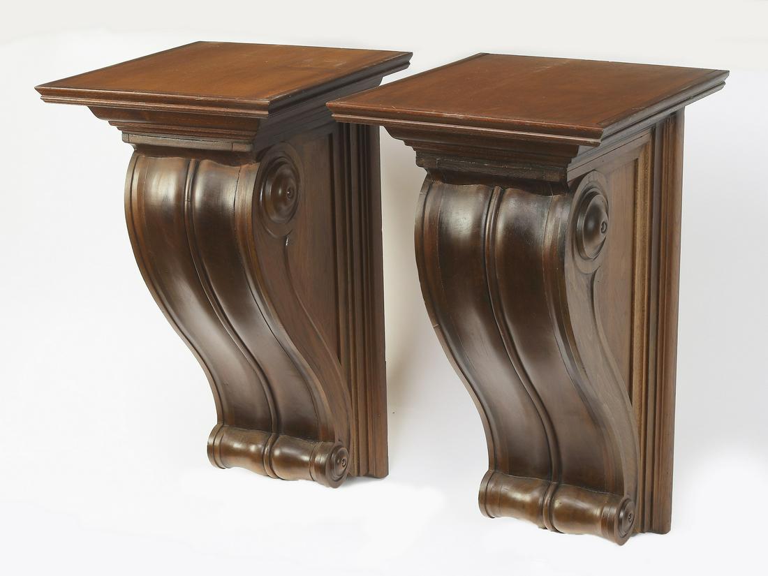 Pair of massive mahogany architectural corbels, 29"h (1 of 4)