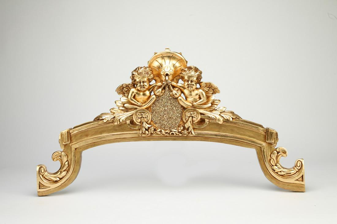 Italian carved and gilt architectural pediment, 36"w (1 of 2)
