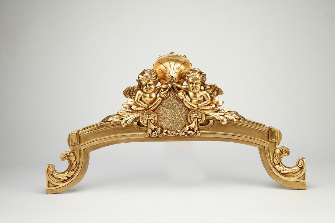 Italian carved and gilt architectural pediment, 36"w (1 of 2)