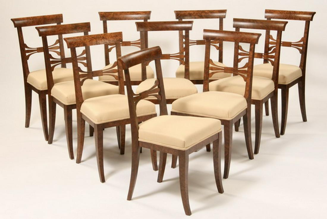 (10) Italian burl walnut Biedermeier style chairs (1 of 3)