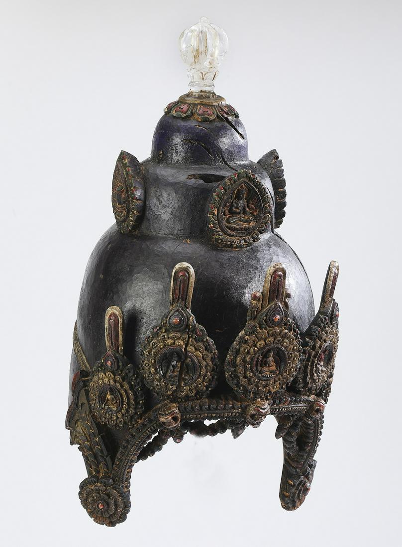 Tibetan wood and crystal vajrasrattva headdress (1 of 4)