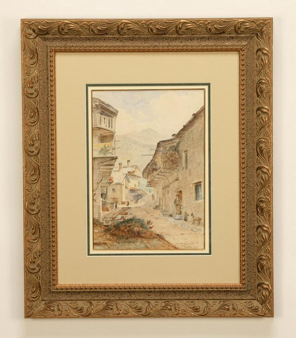 19th c. French watercolor, signed and dated (1 of 2)