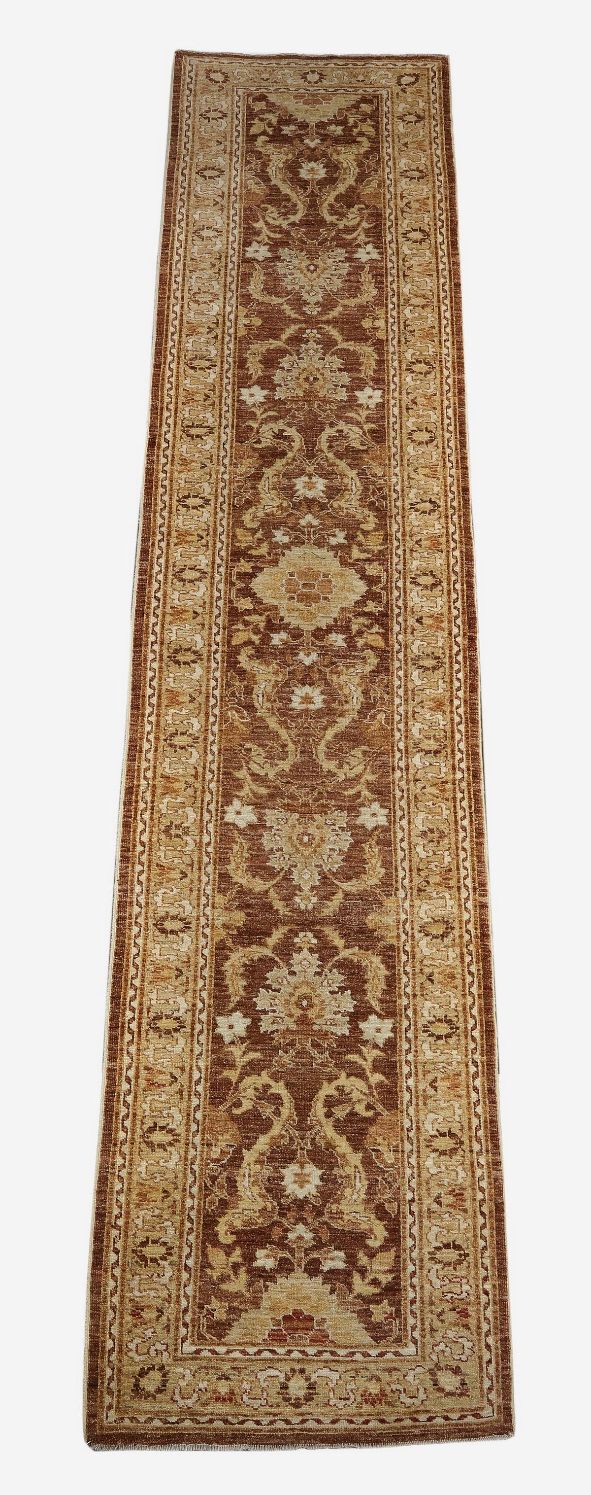 Hand knotted wool Indo-Oushak runner, 13 x 3 (1 of 4)