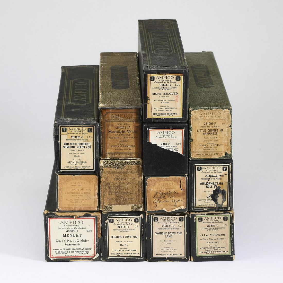 Group of (13) Ampico player piano rolls (1 of 2)