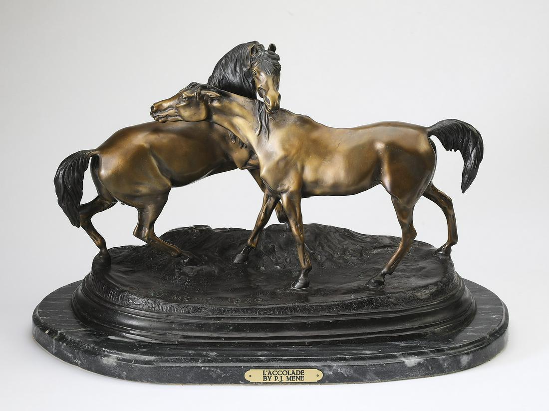 After Pierre-Jules Mene (French) 'L'Accolade' bronze (1 of 4)