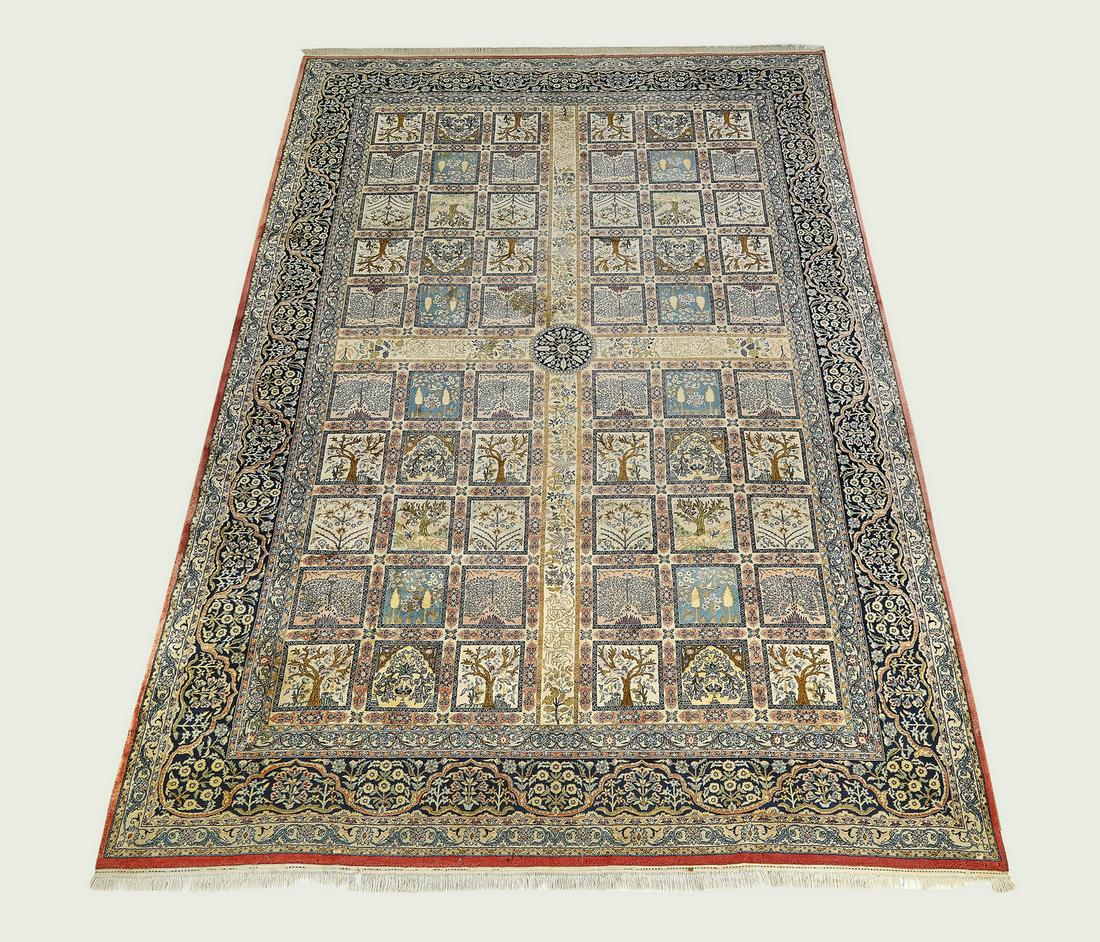 Palace size Indo-Persian panel garden carpet,18' long (1 of 6)