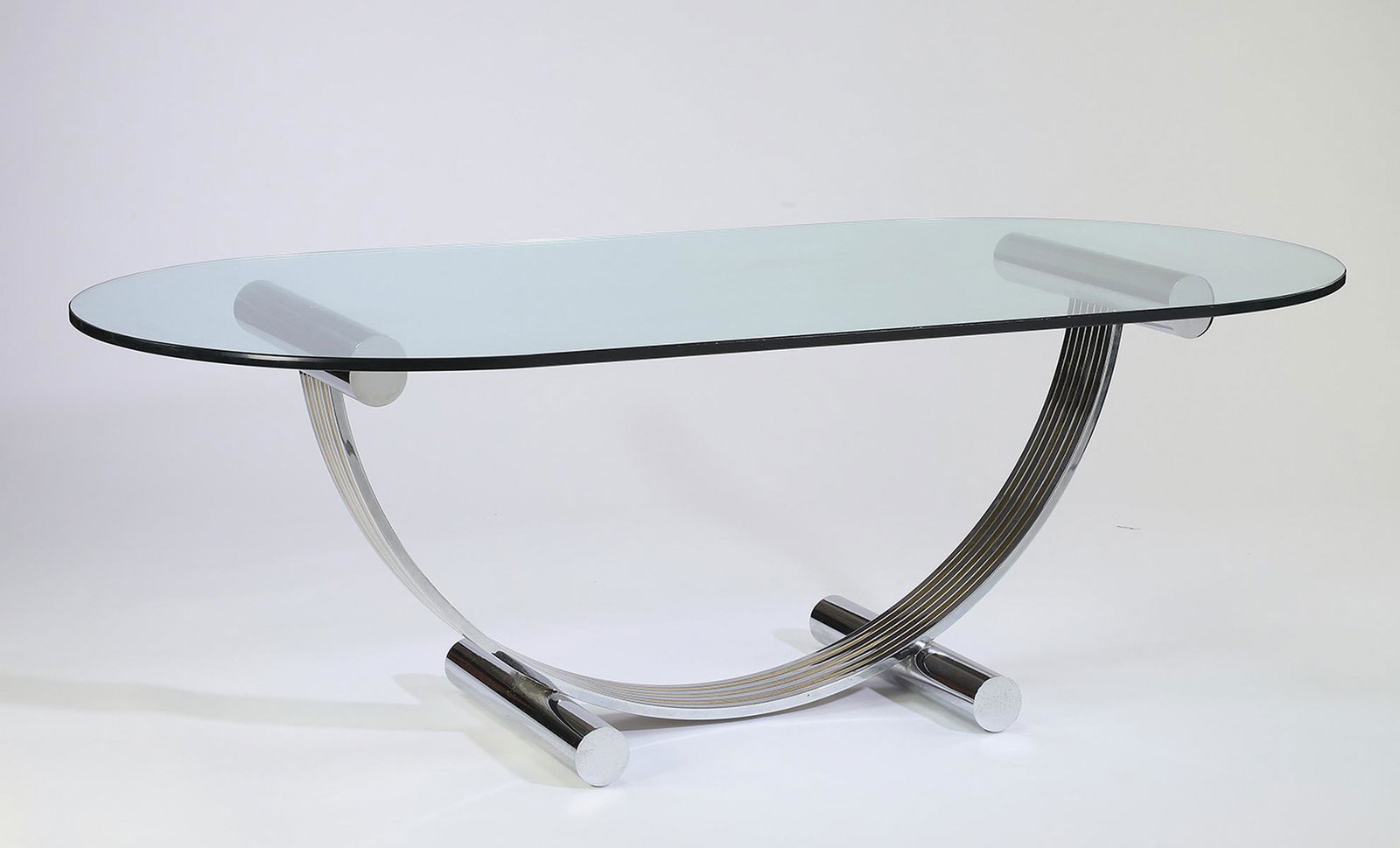 Italian Moderne chrome and glass table, 83"l (1 of 3)