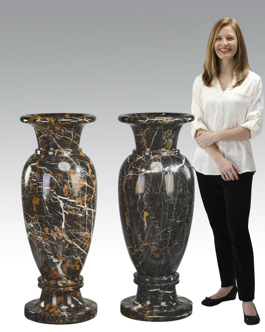 (2) Oversized Italian carved marble urns (1 of 3)