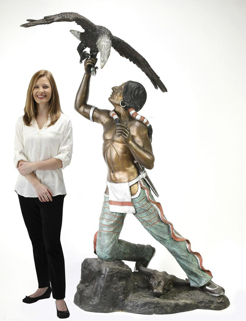 Life size bronze sculpture of a Native American (1 of 6)