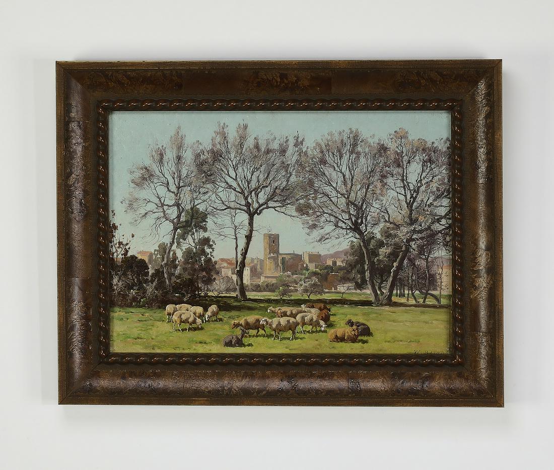 Signed William Baptiste Baird O/c pastoral landscape (1 of 4)