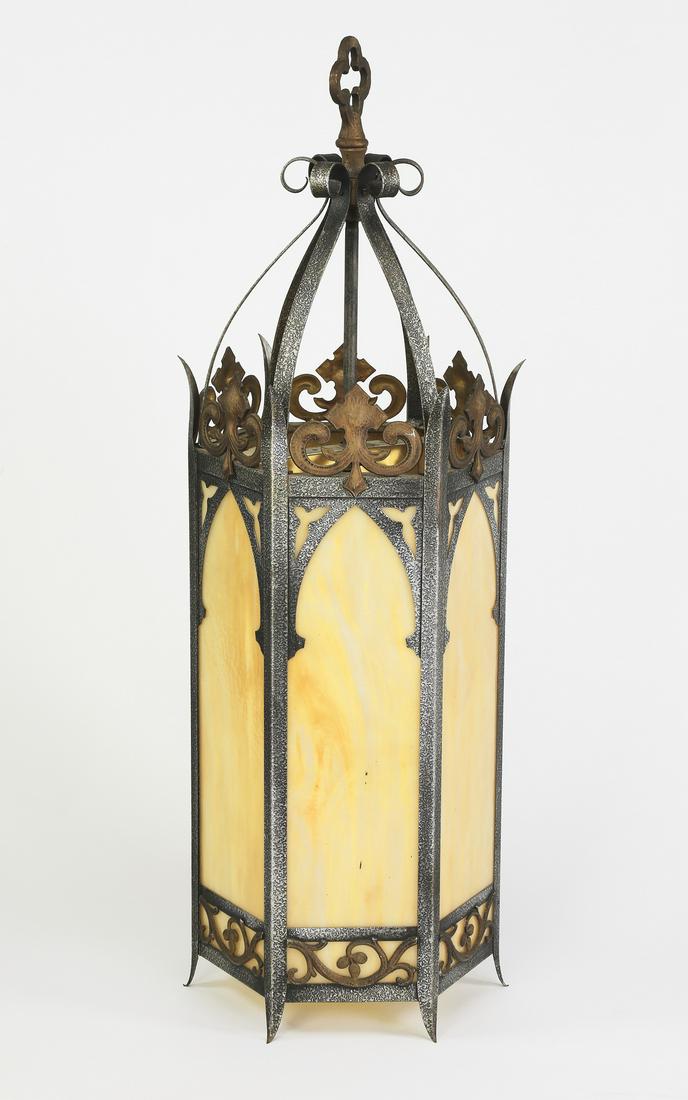 Gothic Revival ceiling lantern with slag glass (1 of 3)