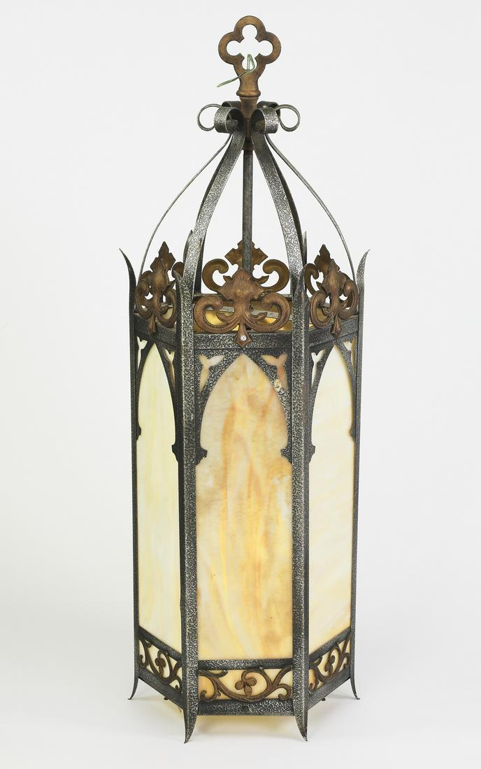 Gothic Revival ceiling lantern with slag glass (1 of 3)
